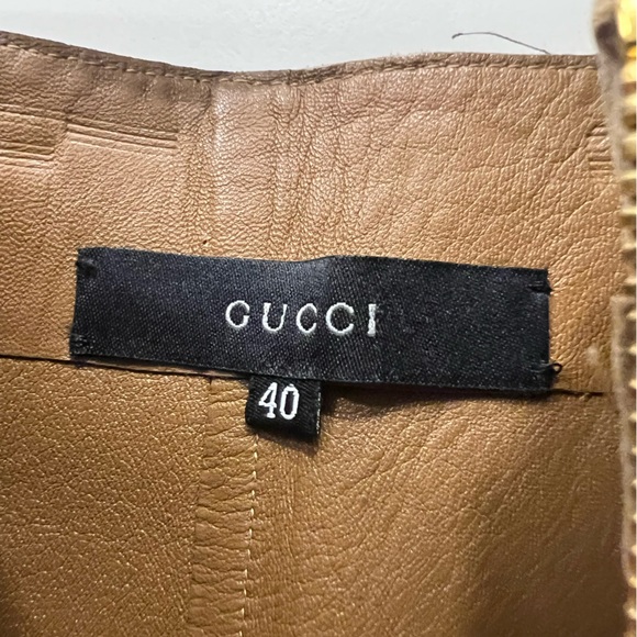 Exquisite Vintage Gucci Rich Tan Leather Skirt XS - Picture 5 of 9